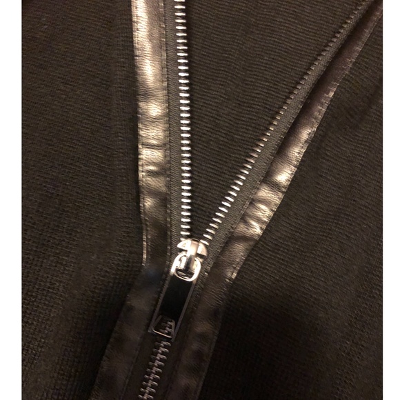 Black merino wool blend zip up mock neck retro cardigan NWT - Picture 5 of 8